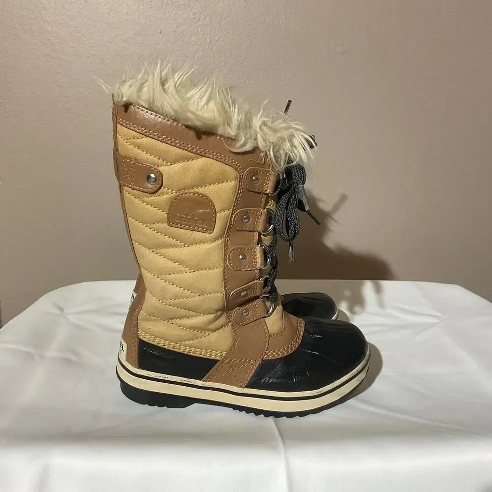SOREL Tofino Lace-Up Waterproof Snow Boots Youth Size 1 Brown